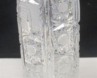 CUT GLASS VASE, 7.25" TALL