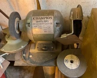 Champion bench grinder with stand