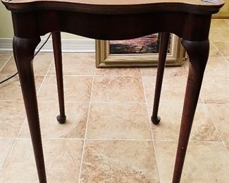 $220  •  #5.  Pair of queen style table mahogany • 27high 20wide 20deep
