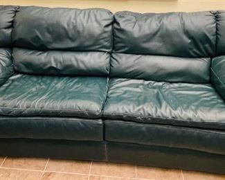 $275 as a set $275  •  #4.  Leatherette green sofa and loveseat set  • sofa: 38high 91wide 37deep  • Loveseat 38high 61wide 37deep