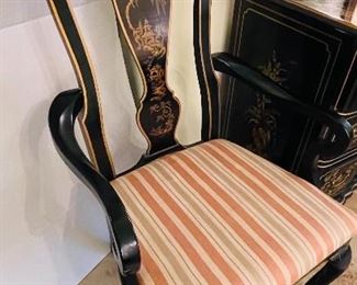 $180  •  #16.  Drexel Asian motif chairs • set of two  • 42 high 21wide 21 deep
