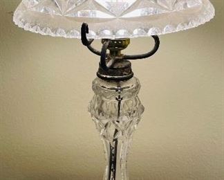 $140 •  #15.  American sunburst cut crystal lamp • 20high 8 wide 