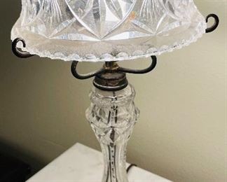 $140 •  #15.  American sunburst cut crystal lamp • 20high 8 wide 