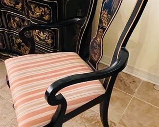 $180  •  #16.  Drexel Chinoiserie black lacquer chairs  • 42 high 21wide 21 deep