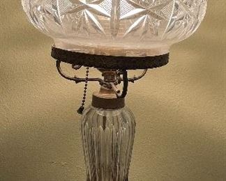$140  •  #22.  American cut crystal brilliant lamp 