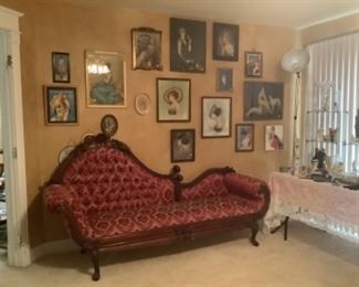 Victorian fainting couch and wonderful pictures