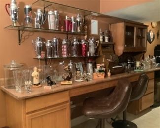 Beautiful collection of martini shakers with numerous more in Part II sale