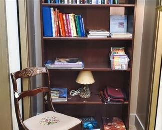 Books, antique needlepoint chair!