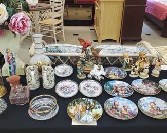 Hummel plates, 'Cardinal' by Andrea, Anniversary Clock, etc.