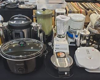 blender, coffee pots, mixer, waffle makers, etc.