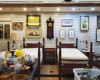 Antique twin beds, occasional tables, etc.