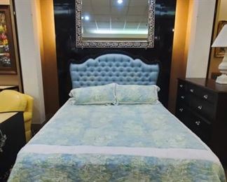 Shaped Tufted King Headboard and gorgeous mirror!