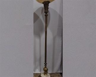 Vintage 1940s Touchiere Floor Lamp with Pressed Glass Shade