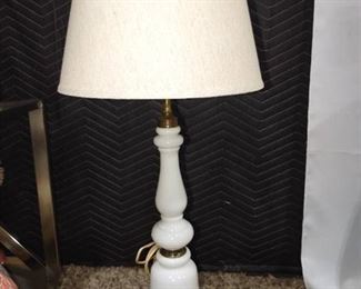 Vintage White Glass Table Lamp