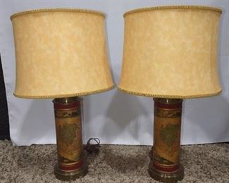 Pair of Vintage Atlas Map Table Lamps
