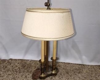 Stiffel 3 Candlestick Brass Bouillotte Table Lamp