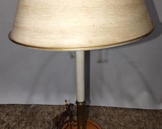 Brass and Wood Candlestick Table Lamp