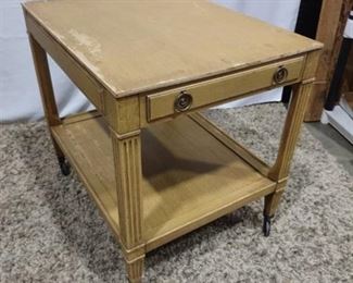 Rolling Wooden Single Drawer End Table 25 x 21 x 27 in