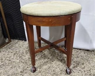 Fruitwood Rolling Swivel Top Stool