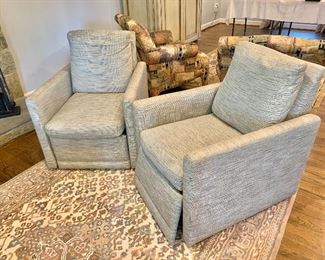 Custom upholstered Lee swivel recliners