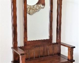Wooden hall tree with storage seat