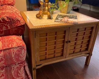 Mid-century side table w/marble top