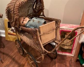 Antique doll buggy
