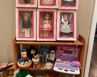 Shirley Temple dolls, vintage Donald Duck, etc.