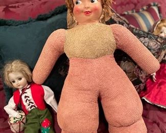 Vintage chenille doll w/molded plastic face