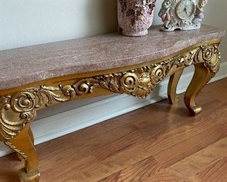Pink marble top table 