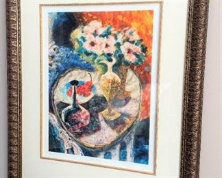 Framed and numbered P. Nixon Still Life I signed limited edition serigraph.  297/375