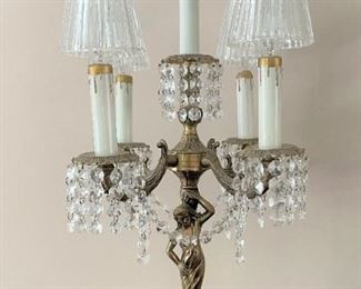 Vintage lamp with crystals and glass lamp shades