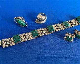 Sterling and malachite jewelry