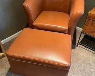 Leather chair and ottoman from Frontgate