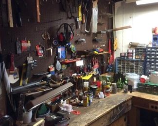 ROOM FULL OF TOOLS AND HARDWARE. 