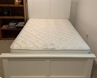 Ashley Furniture White Wooden Full Size Bed with Mattress and Boxspring