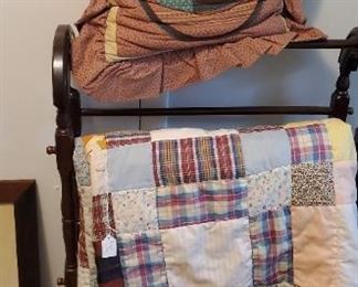 quilts and quilt stand