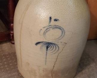 antique stoneware crock (with crack)