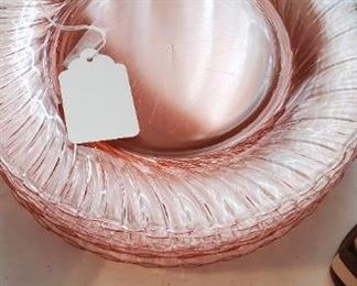 Heisey large pink dinner plates