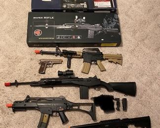 Airsoft Air Soft all including G36 rifle, Sniper rifle, shot gun and more. These are all air soft. $450.00 for all. 