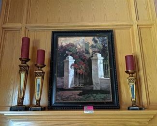Home decor - (3) Candle holders & a painting
