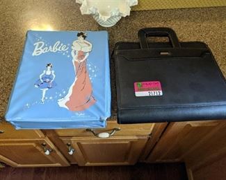 Vintage Barbie holder & black travel case