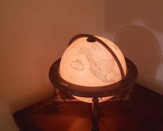 Lighted Globe , wooden stand