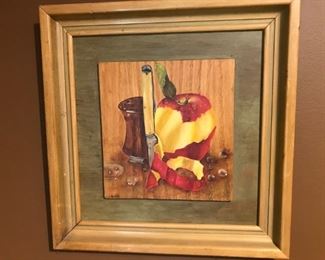 $ 15.00 - Vintage Wooden Apple Painting 16"x17"