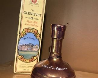 $ 20.00 - Two Collectible bottles - Incudes Sam Adams "Utopias", Limited Edition #07061 and Glenlivet collectors tin . No alcohol in containers.