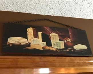 $ 30.00 - Vintage Original Cheese Painting on Wood - 24"