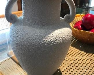 $ 26.00 - Large Vintage large white bumpy glazed, 2 handled vase by Rocky Mountain Pottery Colorado. - V-15 USA   