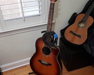 Ovation Celebrity electric acoustic guitar w/ cable and stand