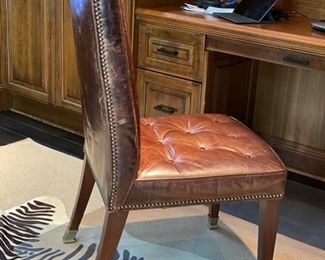 Addison dining chair with brass handle, tufted seat and nailhead trim. Measures 22" D x 22" W x 42" H. Seat Height is 19" H. Photo 1 of 2. 
