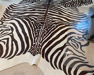 Jayson Home zebra stencil on hide rug. Measures 83" x 65".